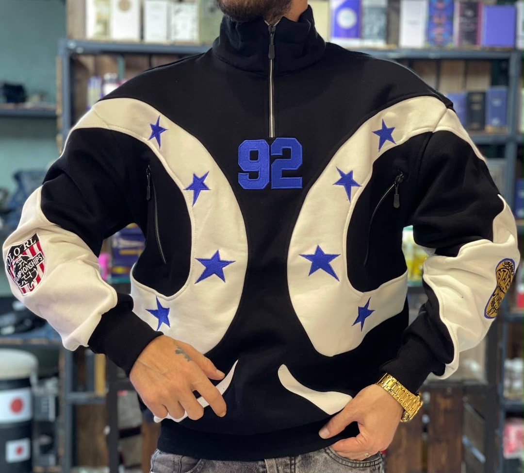 دورس سوپر 3نخ ضخیم نیم زیپ تمام گلدوزی خفن ضمانت شستشو سایز: L,xL,xxL,xxxL سفید و مشکی
